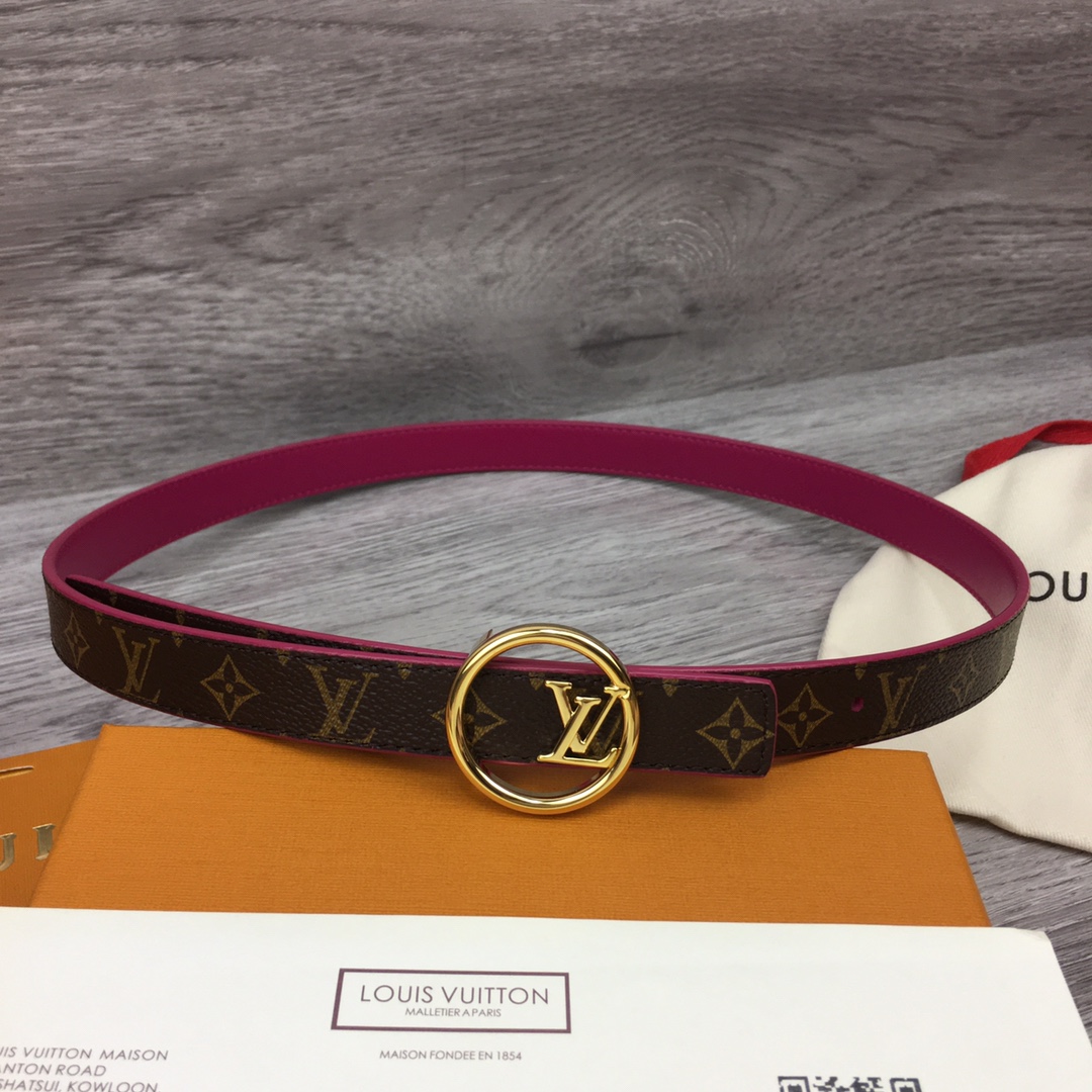 루이비통 LV 이니셜 동그라미 버클 리버시블 벨트 2cm