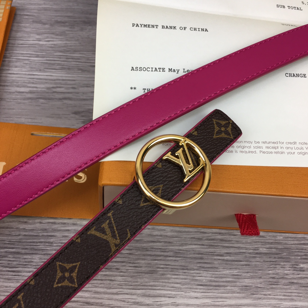루이비통 LV 이니셜 동그라미 버클 리버시블 벨트 2cm