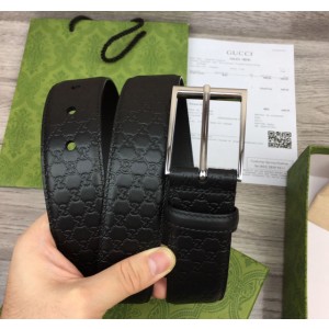 구찌 클래식 레더 GG 엠보 로고 벨트 4cm