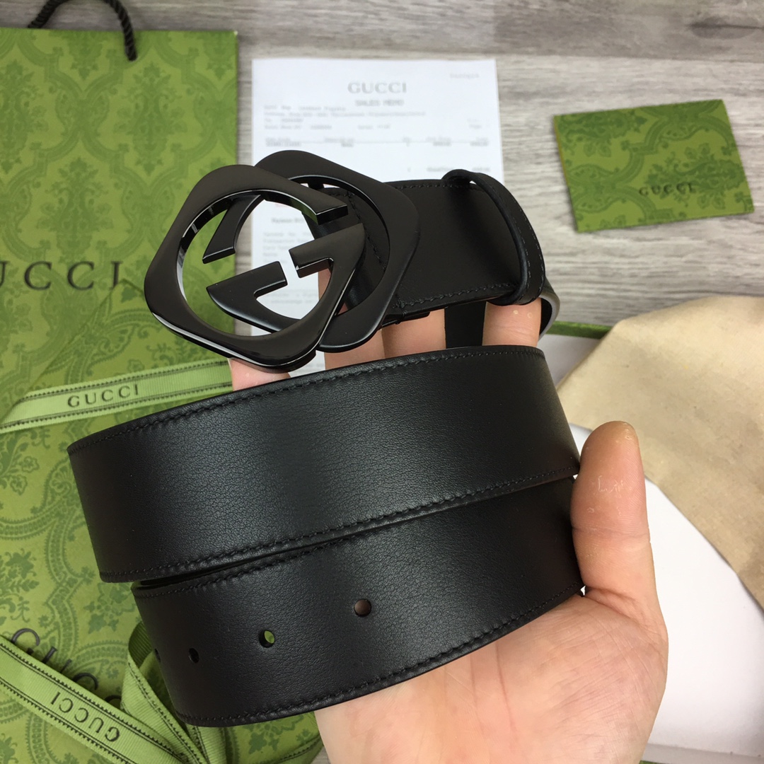 구찌 스퀘어 GG버클 벨트 블랙 4cm