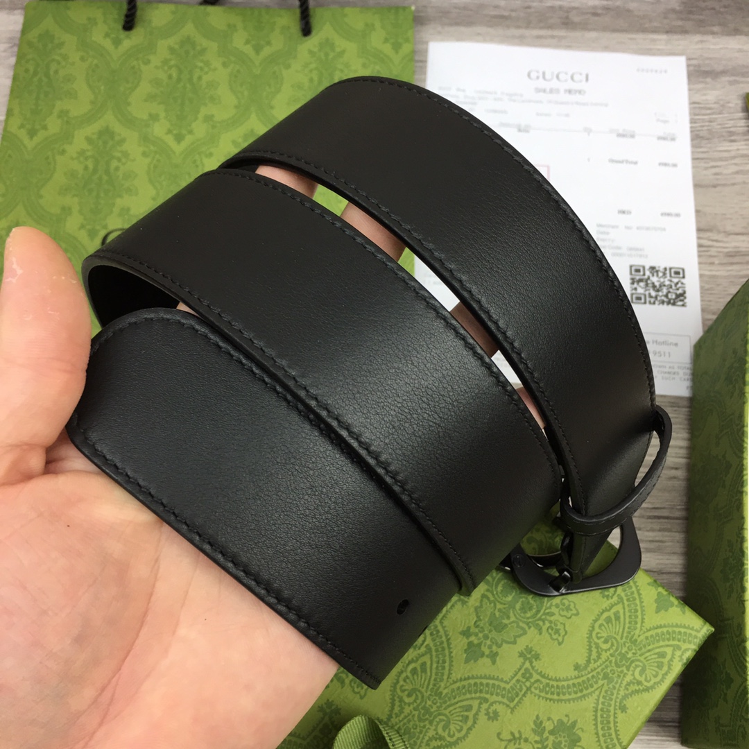 구찌 스퀘어 GG버클 벨트 블랙 4cm