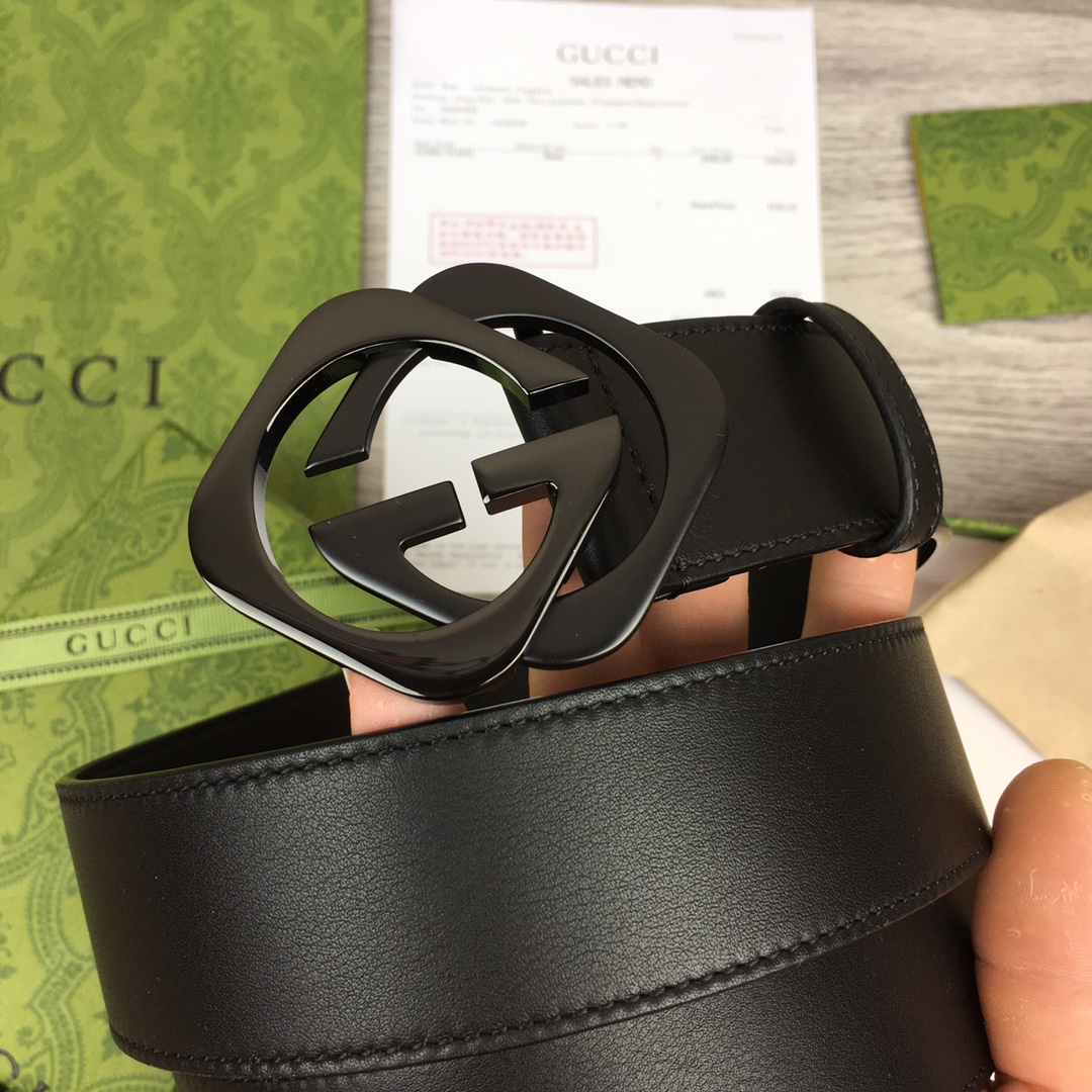 구찌 스퀘어 GG버클 벨트 블랙 4cm