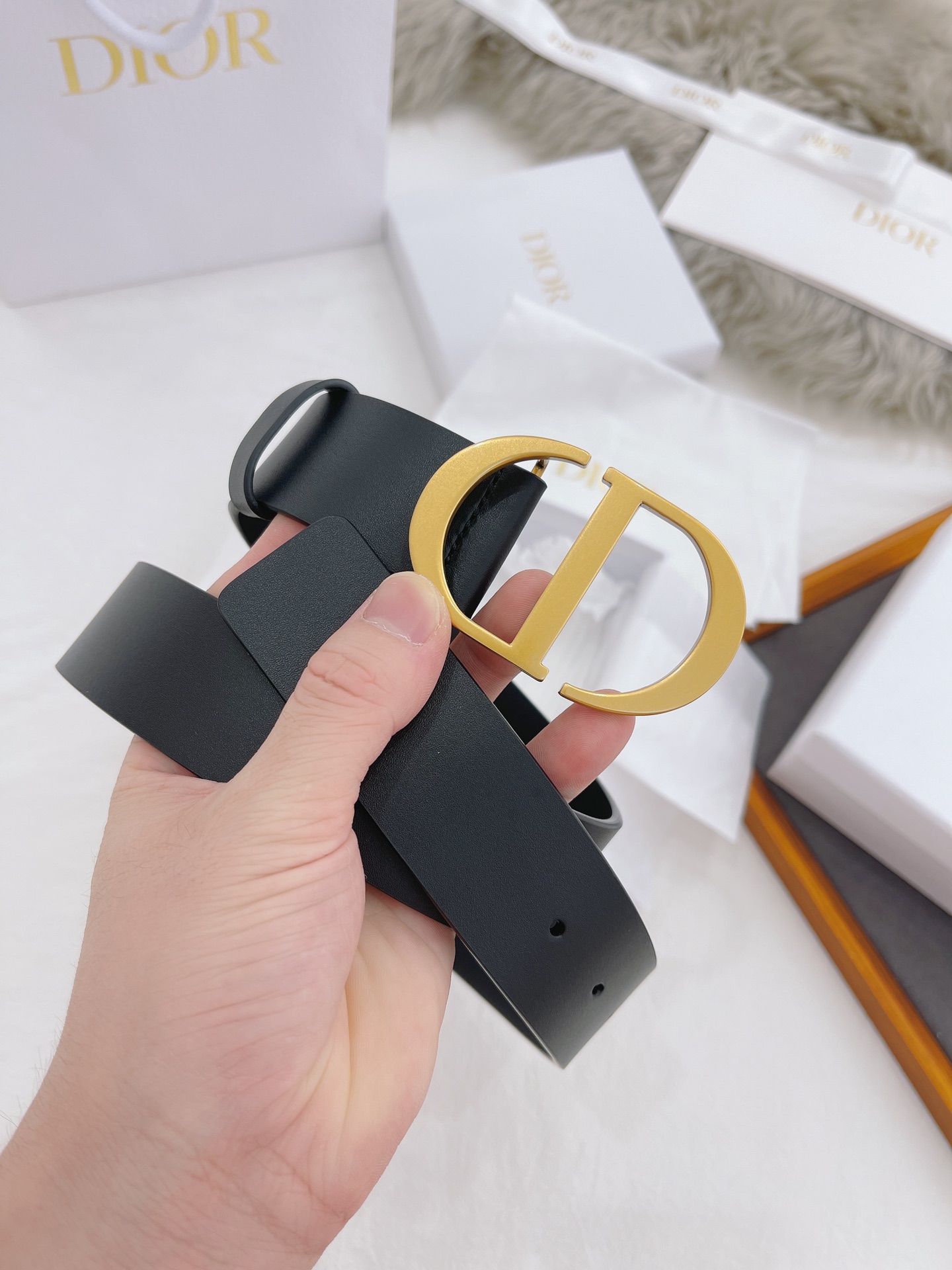 구찌 골드 CD버클 레더 벨트 3.5cm