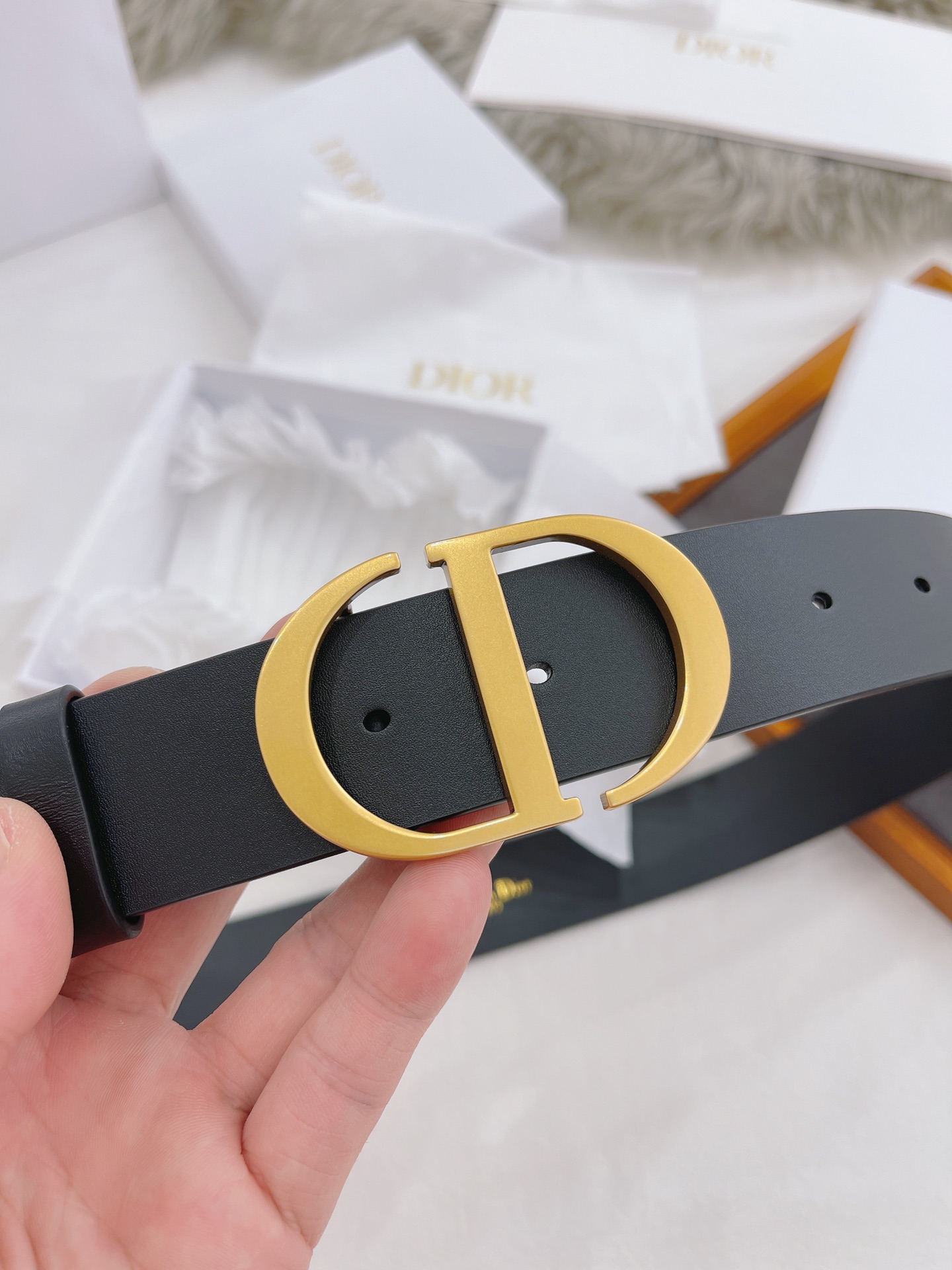 구찌 골드 CD버클 레더 벨트 3.5cm