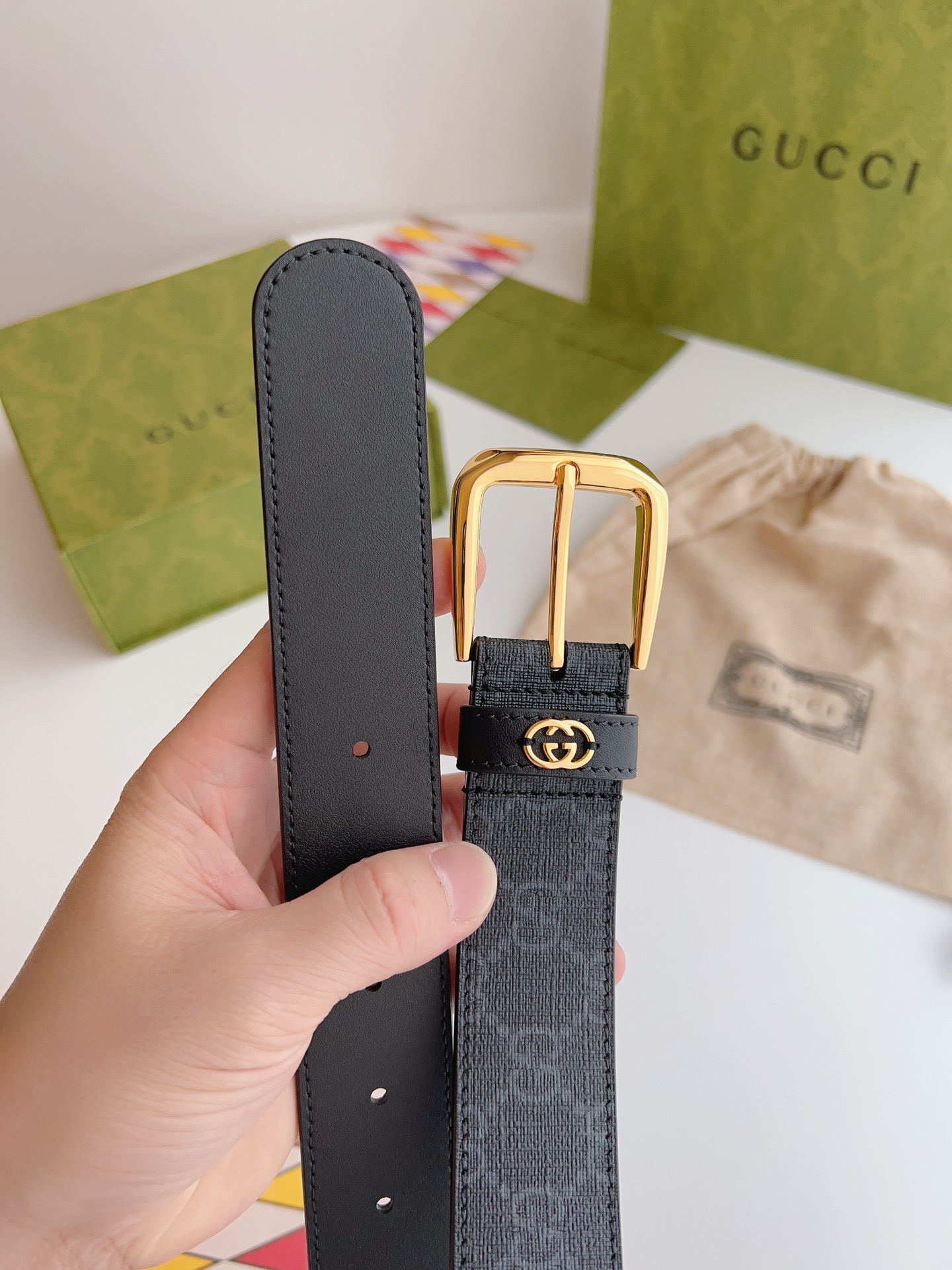 구찌 GG로고 벨트 725307 2컬러 블랙 3.5cm