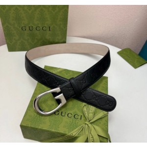 구찌 GG 엠보 로고 벨트 4cm 블랙