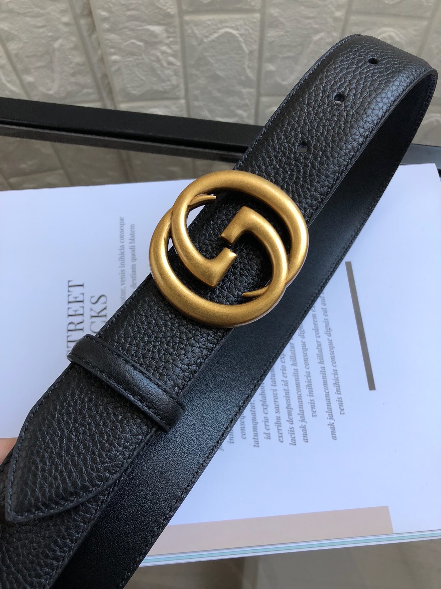 구찌 GG 마몬트 버클 레더 벨트 400593 2컬러 3.8cm