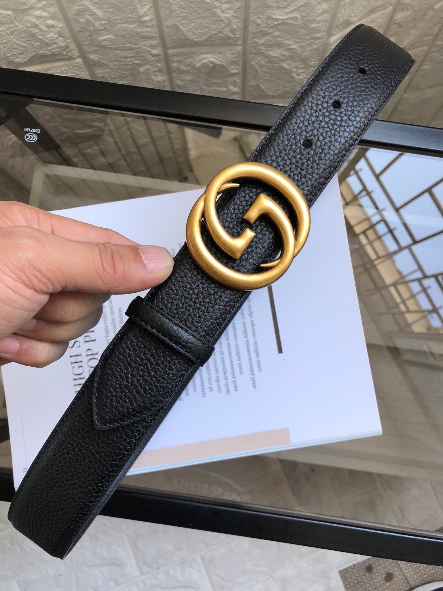 구찌 GG 마몬트 버클 레더 벨트 400593 2컬러 3.8cm