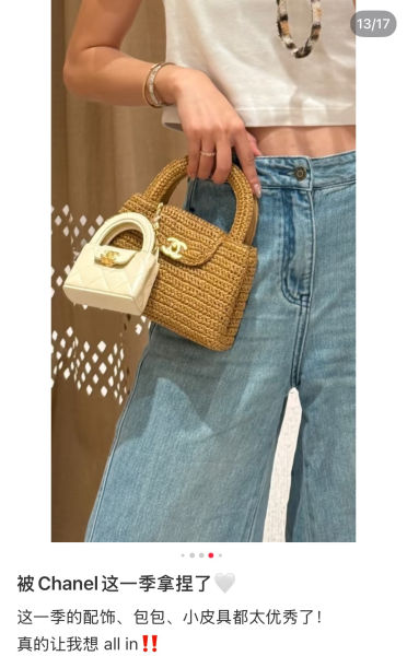 샤넬 크루즈 브레이드 라피아 미니 쇼핑백