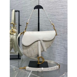 디올 새들 백 아이보리 자카드