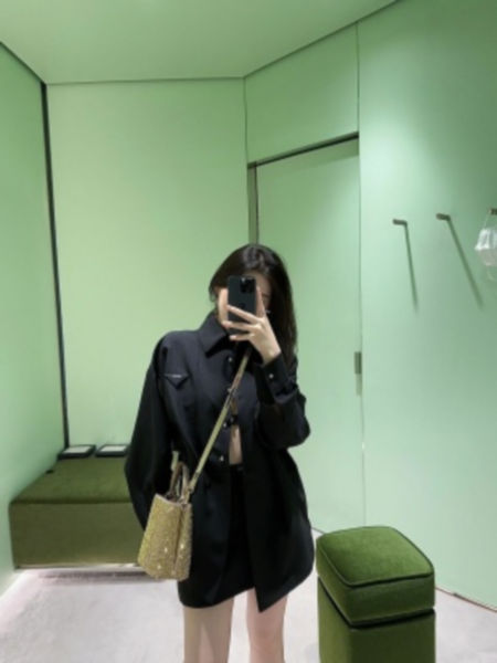 프라다 크리스털 장식 파니에 새틴백(2color)