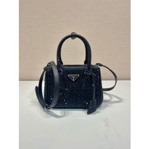프라다 갤러리아 크리스털 장식 새틴 미니백