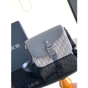 디올 그레이 오블리크 자카드 스몰 새들 메신저 백