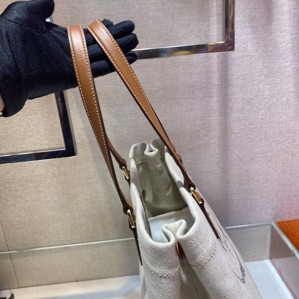 프라다 로고 린넨 토트백