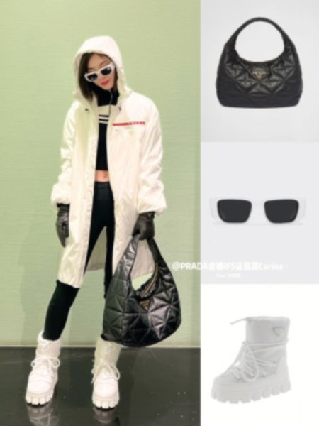 프라다 라지 탑스티치 나파 레더 백