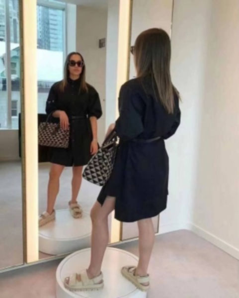 프라다 갤러리아 자수 패브릭 스몰 토트백