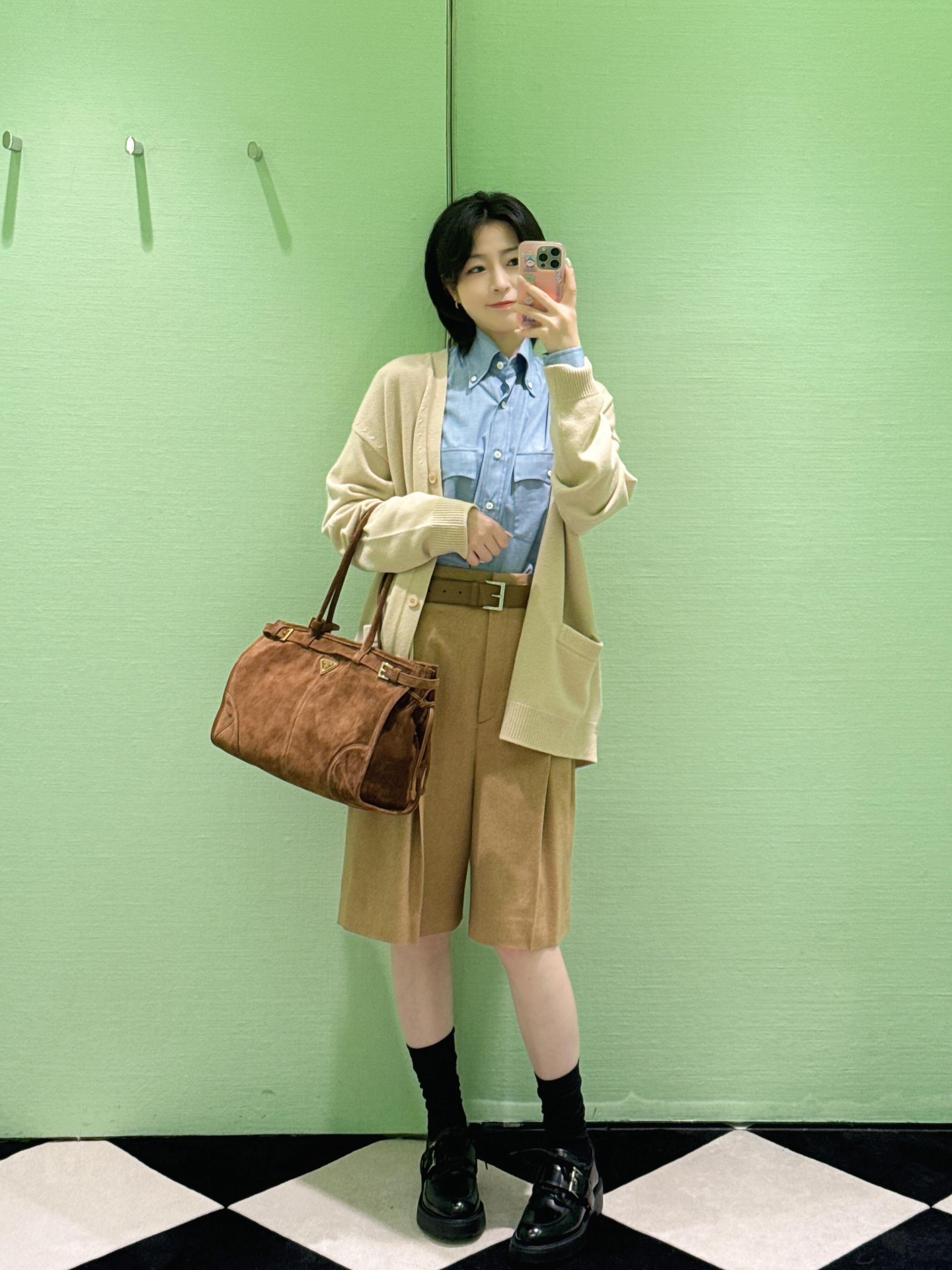 프라다 라지 가죽 핸드백(2color)