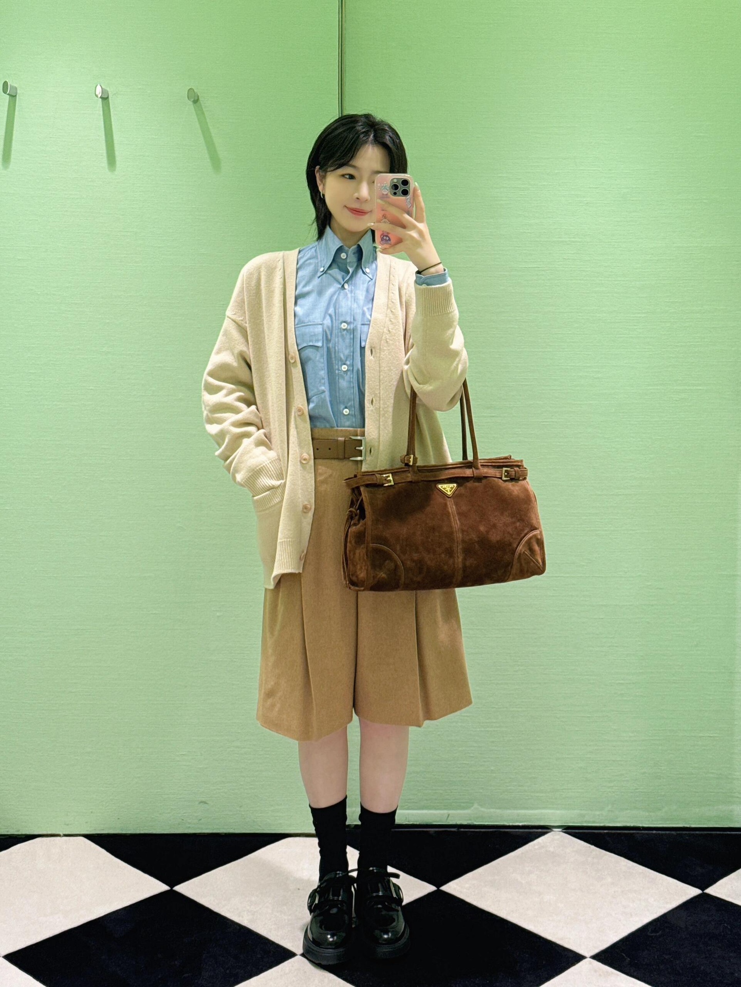 프라다 라지 가죽 핸드백(2color)