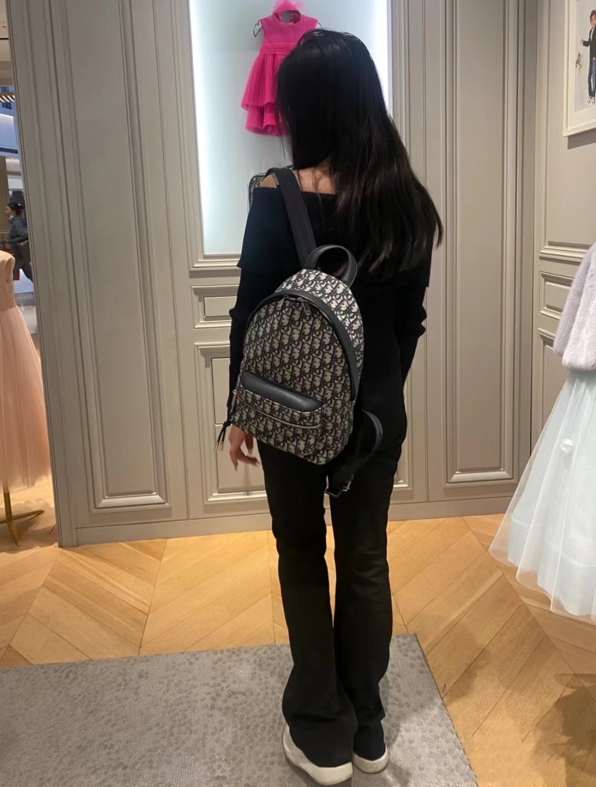 D. 오블리크 자카드 백팩 스몰