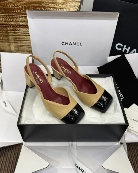 샤넬 스퀘어토 컬러블록 청키힐 샌들 6cm (4color)