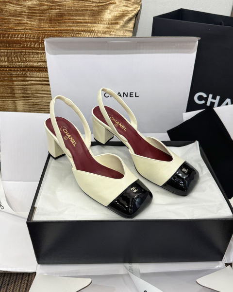샤넬 스퀘어토 컬러블록 청키힐 샌들 6cm (4color)