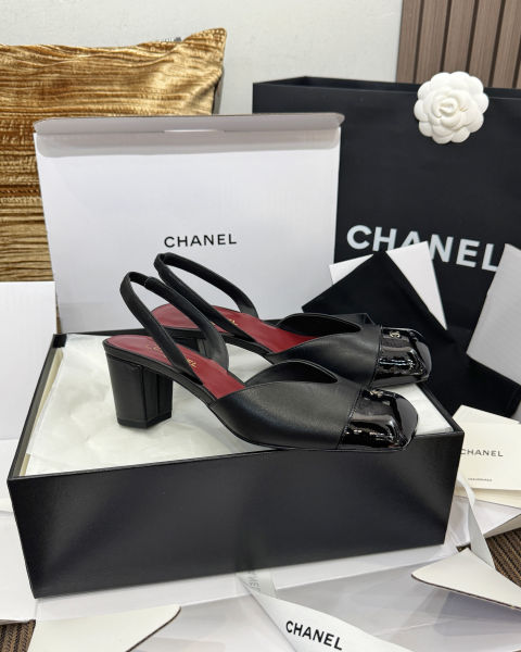 샤넬 스퀘어토 컬러블록 청키힐 샌들 6cm (4color)