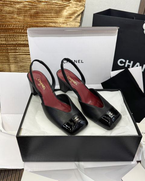 샤넬 스퀘어토 컬러블록 청키힐 샌들 6cm (4color)
