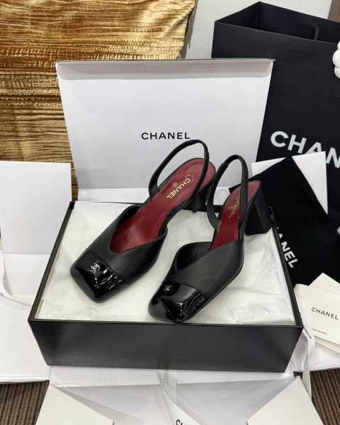 샤넬 스퀘어토 컬러블록 청키힐 샌들 6cm (4color)