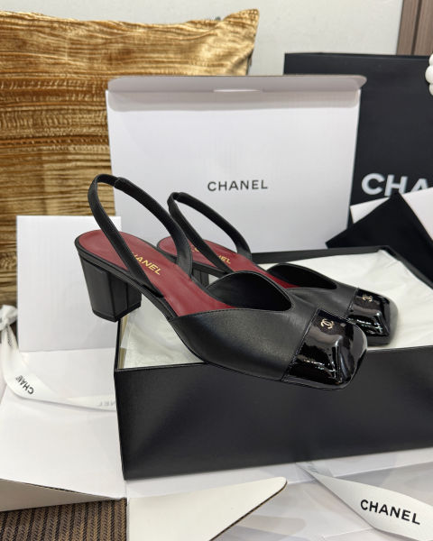 샤넬 스퀘어토 컬러블록 청키힐 샌들 6cm (4color)