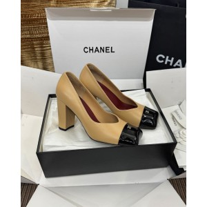 샤넬 스퀘어 토 청키 힐 8.5cm (2color)