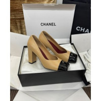 샤넬 스퀘어 토 청키 힐 8.5cm (2color)