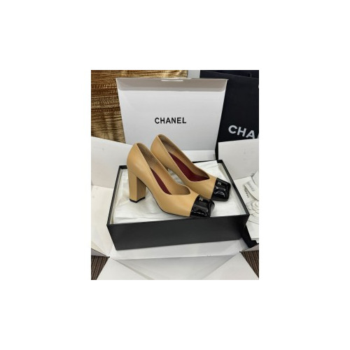 샤넬 스퀘어 토 청키 힐 8.5cm (2color)