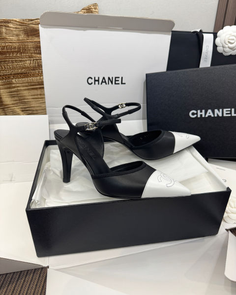 샤넬 컬러 블록 레이스업 힐 9cm (2color)
