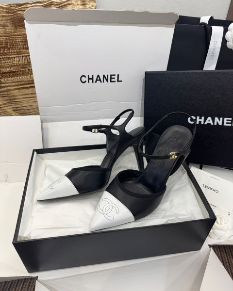 샤넬 컬러 블록 레이스업 힐 9cm (2color)