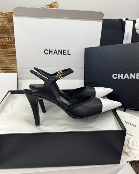 샤넬 컬러 블록 레이스업 힐 9cm (2color)