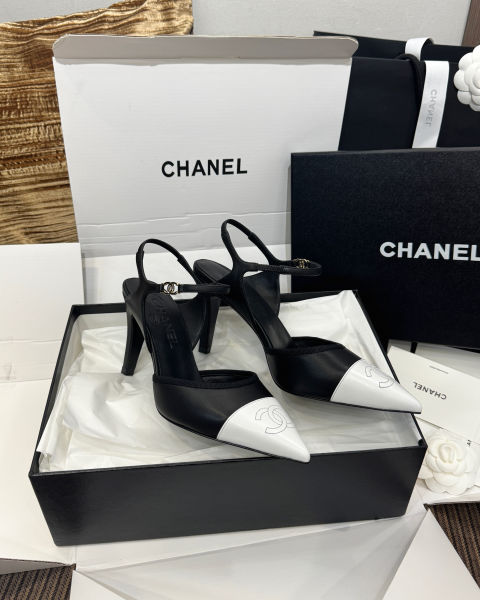샤넬 컬러 블록 레이스업 힐 9cm (2color)