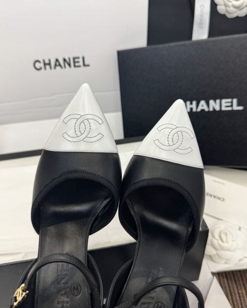 샤넬 컬러 블록 레이스업 힐 9cm (2color)