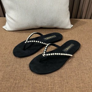 샤넬 CC로고 진주 벨벳 플립플랍 쪼리(2color)
