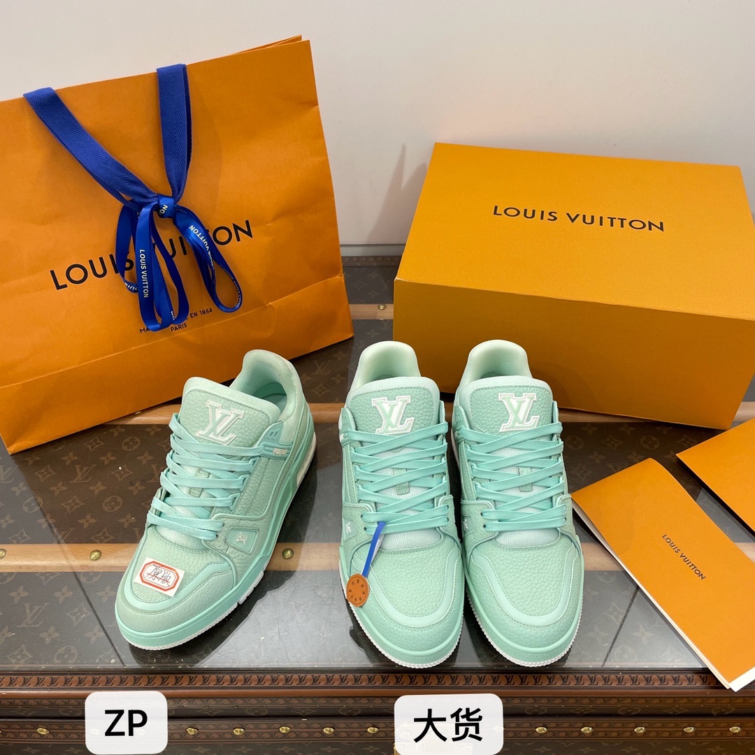 [DXJ] L. LV 순색 트레이너 스니커즈 커플 민트