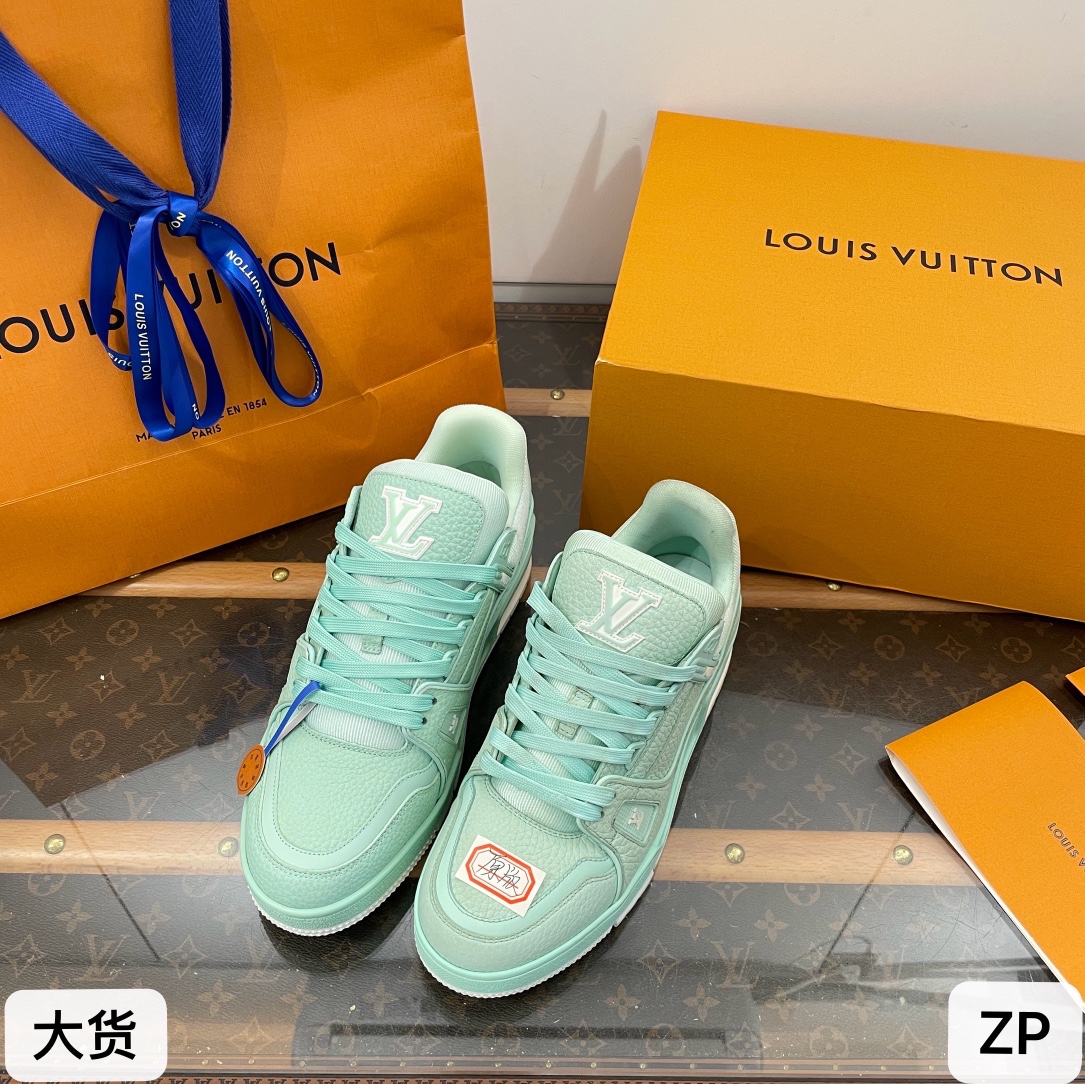 [DXJ] L. LV 순색 트레이너 스니커즈 커플 민트