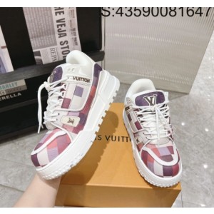 [152] L. LV 트레이너 맥시 컬러 체커보드 스니커즈 라이트 퍼플