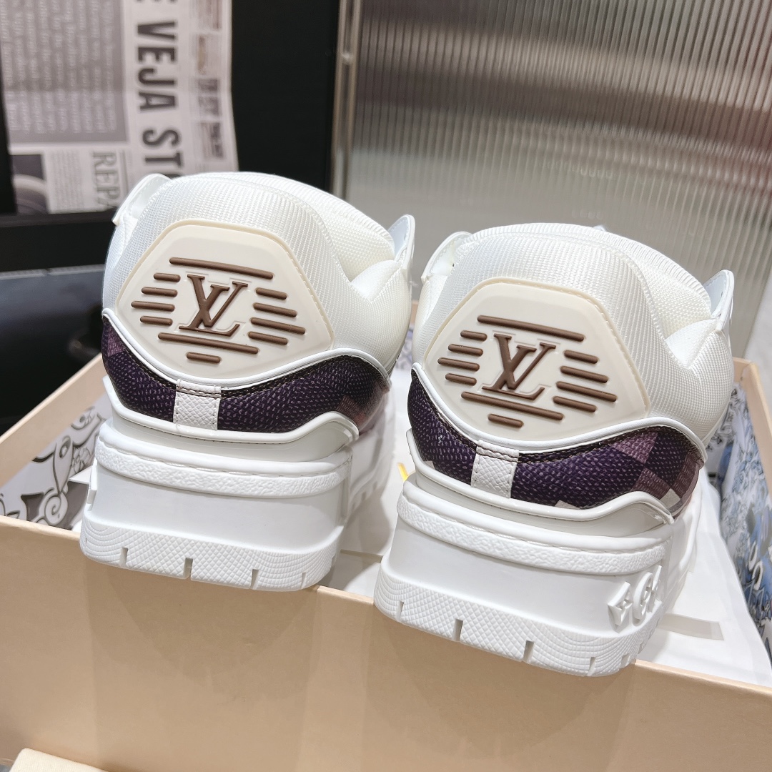 [152] L. LV 트레이너 맥시 컬러 체커보드 스니커즈 라이트 퍼플