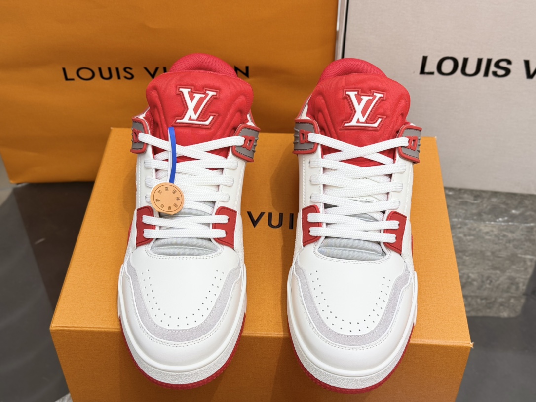 [152] L. 모노그램 LV 54# 트레이너 배색 스니커즈 레드