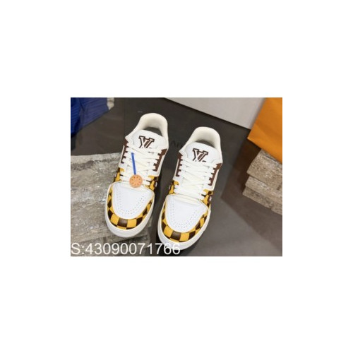 [152] L. LV 체커보드 이음 54# 스니커즈 옐로우