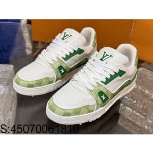 [152] L. LV 체커보드 이음 트레이너 스니커즈 그린