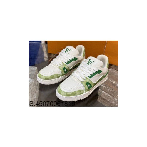 [152] L. LV 체커보드 이음 트레이너 스니커즈 그린