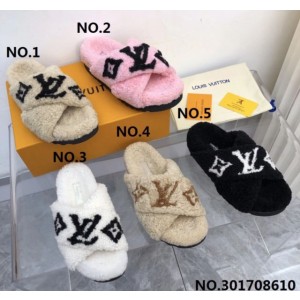 L. LV 로고 양털 X형 슬리퍼 5컬러 (여성용)