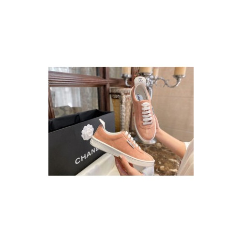 C.로우탑 스웨이드 레이스업 스니커즈 핑크